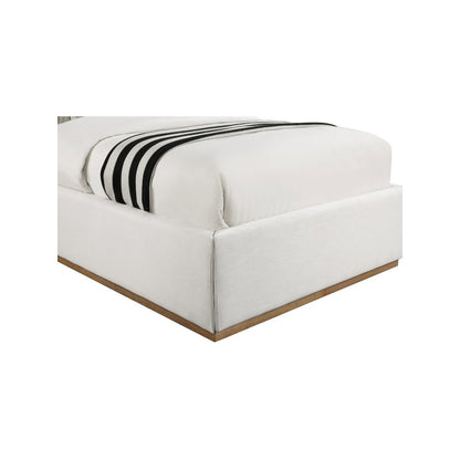 Logan Cream Linen Textured Fabric Twin Bed