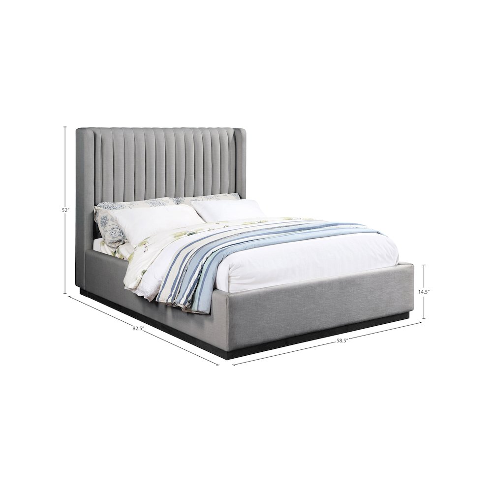Logan Grey Linen Textured Fabric Full Bed