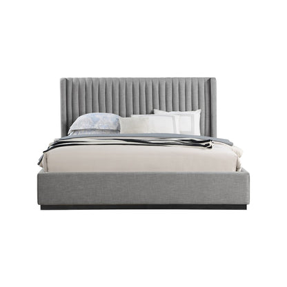 Logan Grey Linen Textured Fabric King Bed