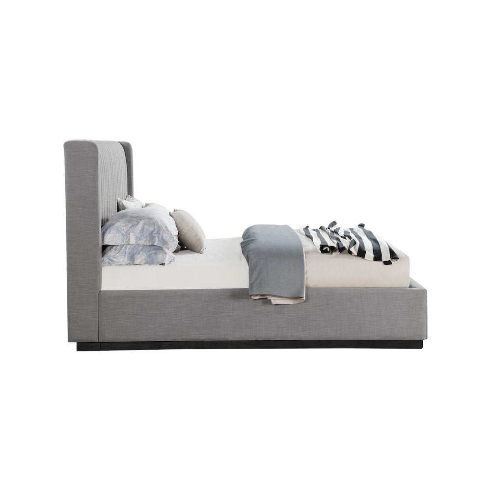 Logan Grey Linen Textured Fabric King Bed
