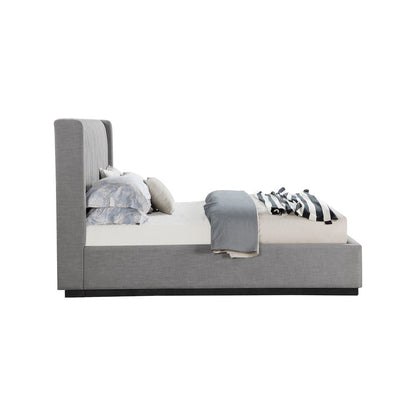 Logan Grey Linen Textured Fabric King Bed