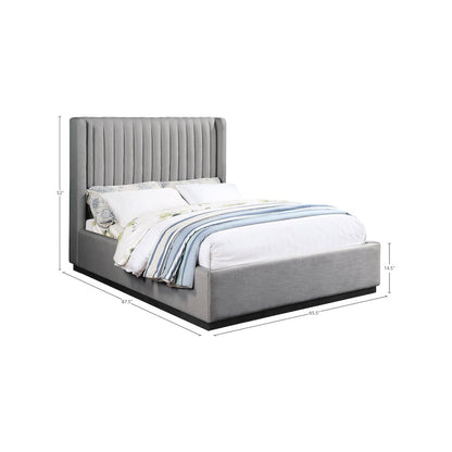 Logan Grey Linen Textured Fabric Queen Bed