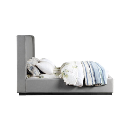 Logan Grey Linen Textured Fabric Queen Bed