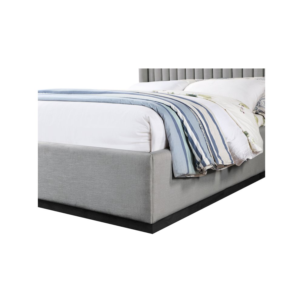 Logan Grey Linen Textured Fabric Queen Bed
