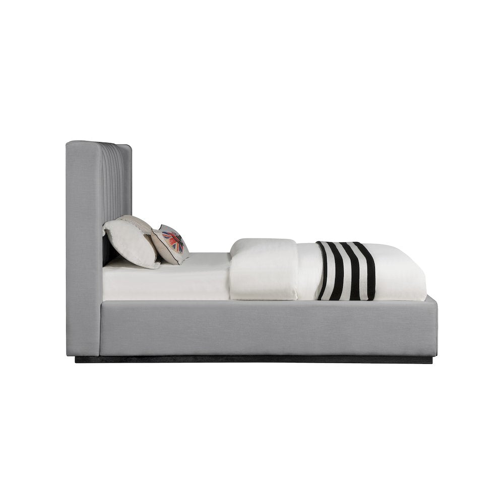 Logan Grey Linen Textured Fabric Twin Bed