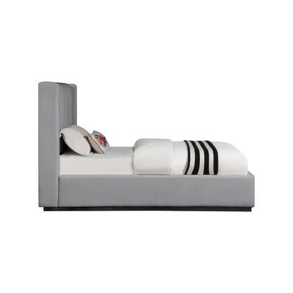 Logan Grey Linen Textured Fabric Twin Bed