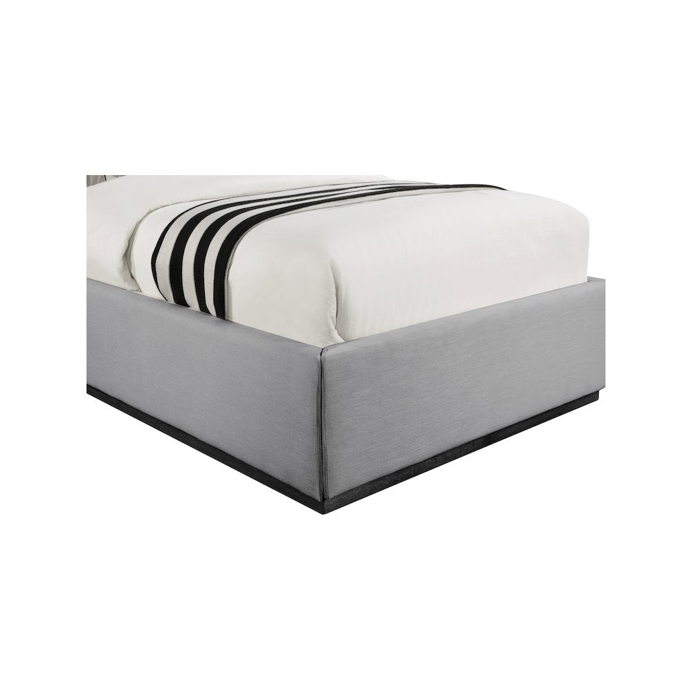 Logan Grey Linen Textured Fabric Twin Bed