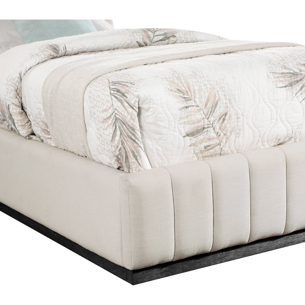 Lucia Beige Linen Textured Fabric Twin Bed