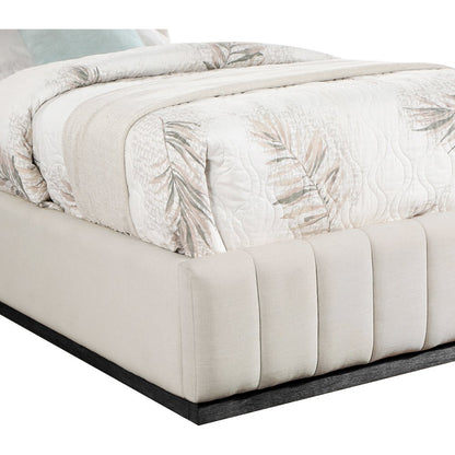 Lucia Beige Linen Textured Fabric Twin Bed