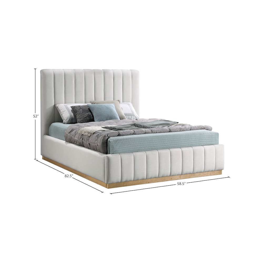 Lucia Cream Linen Textured Fabric Full Bed