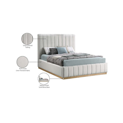 Lucia Cream Linen Textured Fabric Full Bed