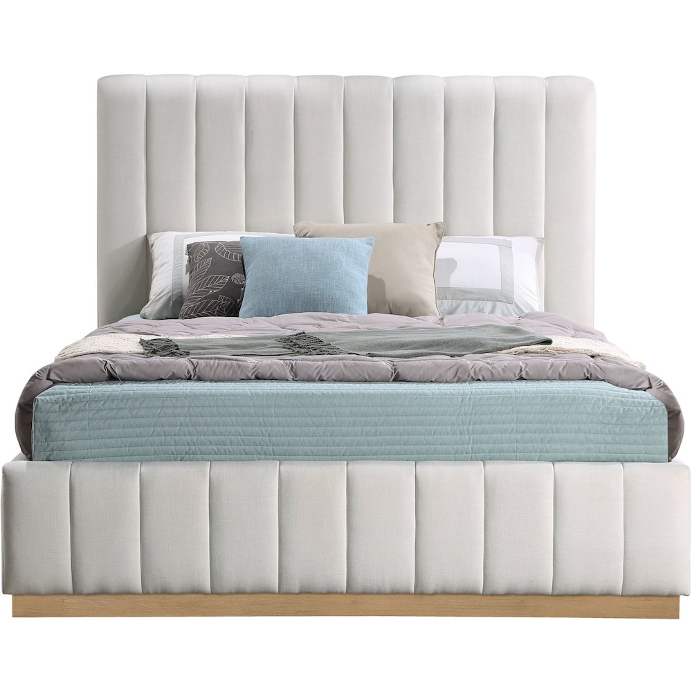 Lucia Cream Linen Textured Fabric Full Bed