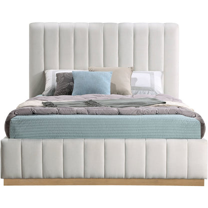 Lucia Cream Linen Textured Fabric Full Bed
