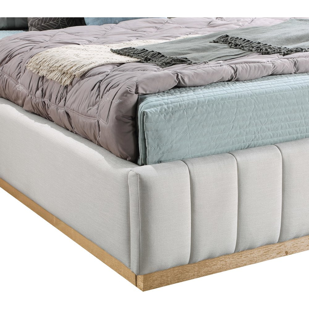 Lucia Cream Linen Textured Fabric Full Bed