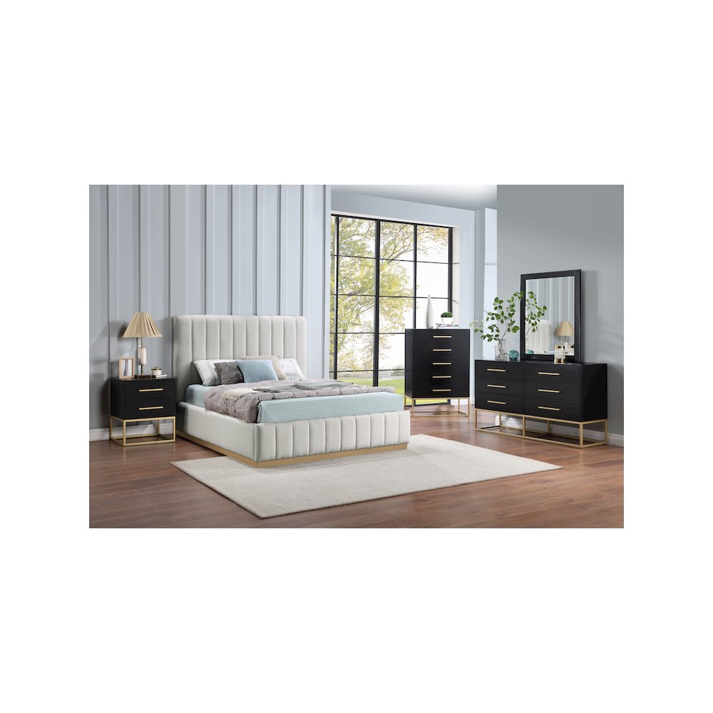 Lucia Cream Linen Textured Fabric Full Bed