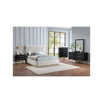 Lucia Cream Linen Textured Fabric Full Bed