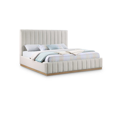 Lucia Cream Linen Textured Fabric King Bed