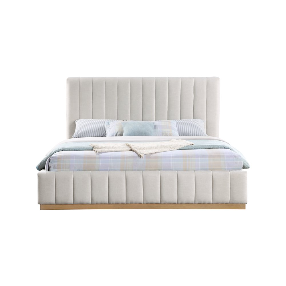 Lucia Cream Linen Textured Fabric King Bed