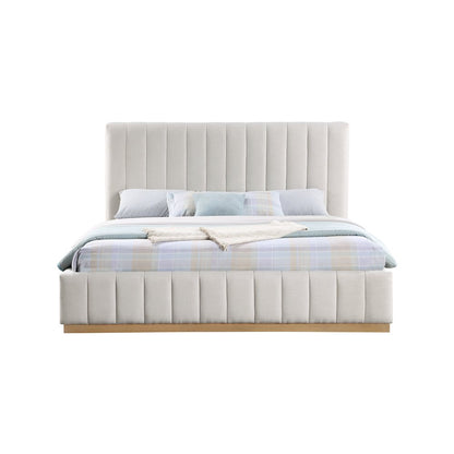 Lucia Cream Linen Textured Fabric King Bed
