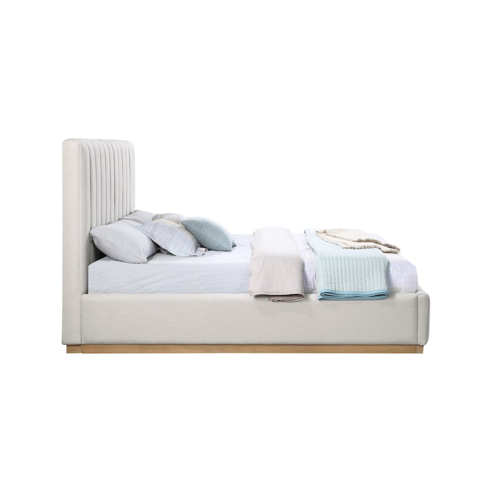 Lucia Cream Linen Textured Fabric King Bed