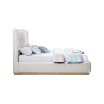 Lucia Cream Linen Textured Fabric King Bed