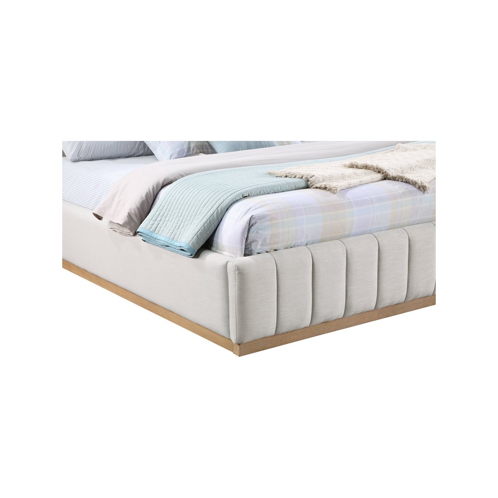 Lucia Cream Linen Textured Fabric King Bed