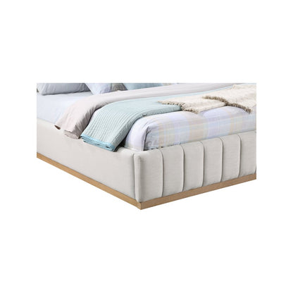 Lucia Cream Linen Textured Fabric King Bed