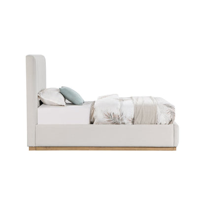 Lucia Cream Linen Textured Fabric Twin Bed