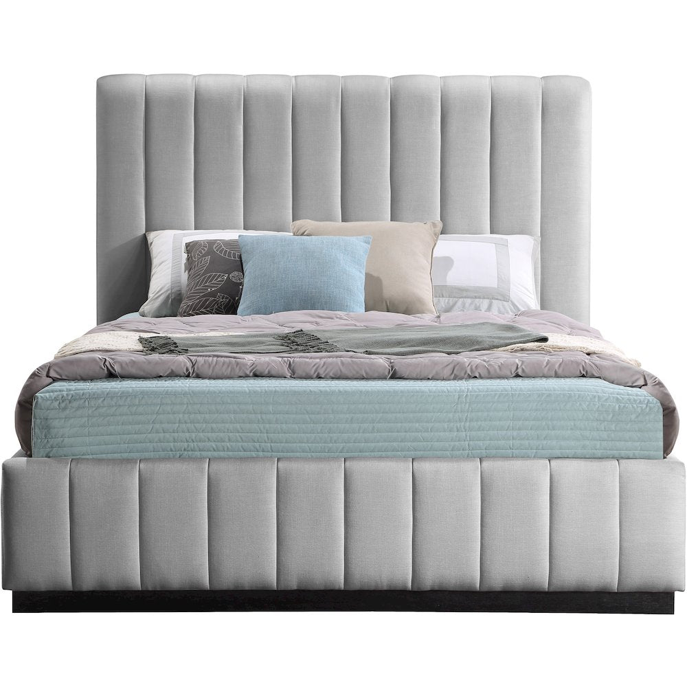 Lucia Grey Linen Textured Fabric Full Bed