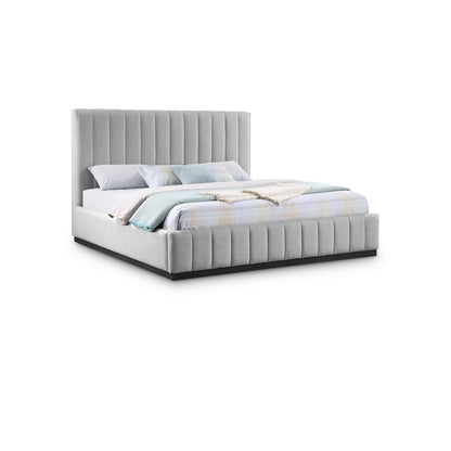Lucia Grey Linen Textured Fabric King Bed