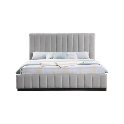 Lucia Grey Linen Textured Fabric King Bed