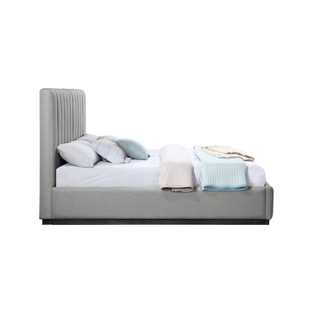 Lucia Grey Linen Textured Fabric King Bed