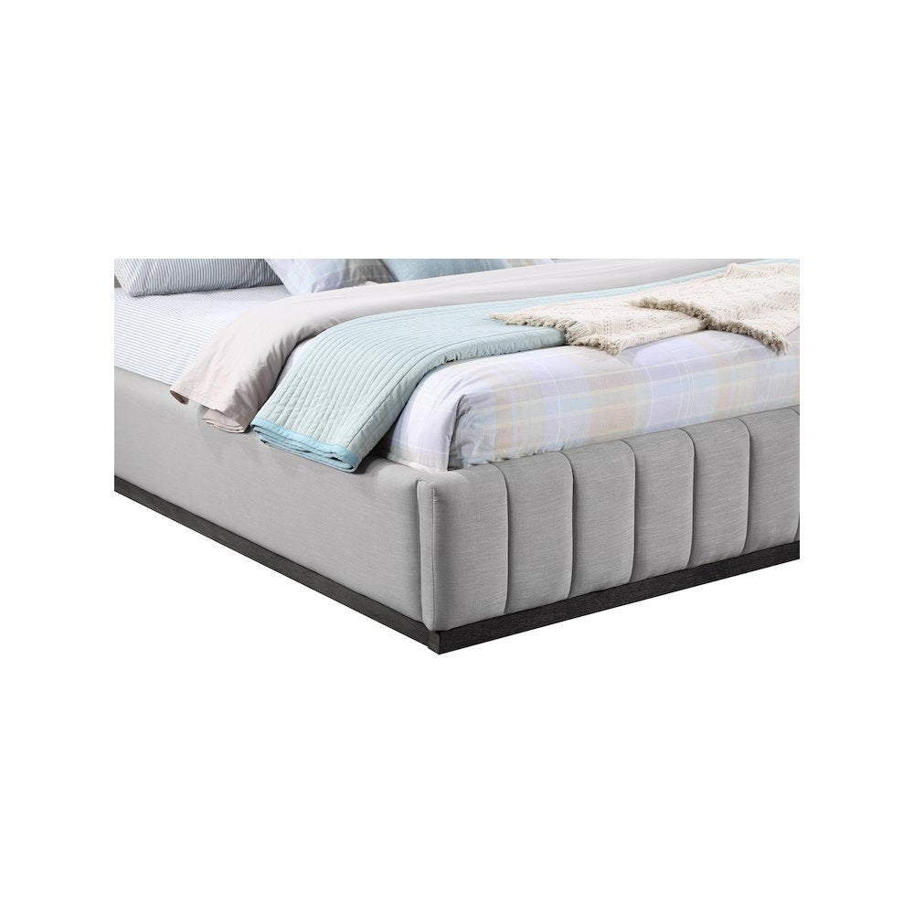 Lucia Grey Linen Textured Fabric King Bed