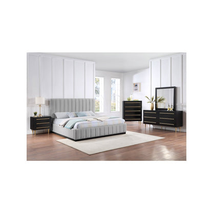 Lucia Grey Linen Textured Fabric King Bed