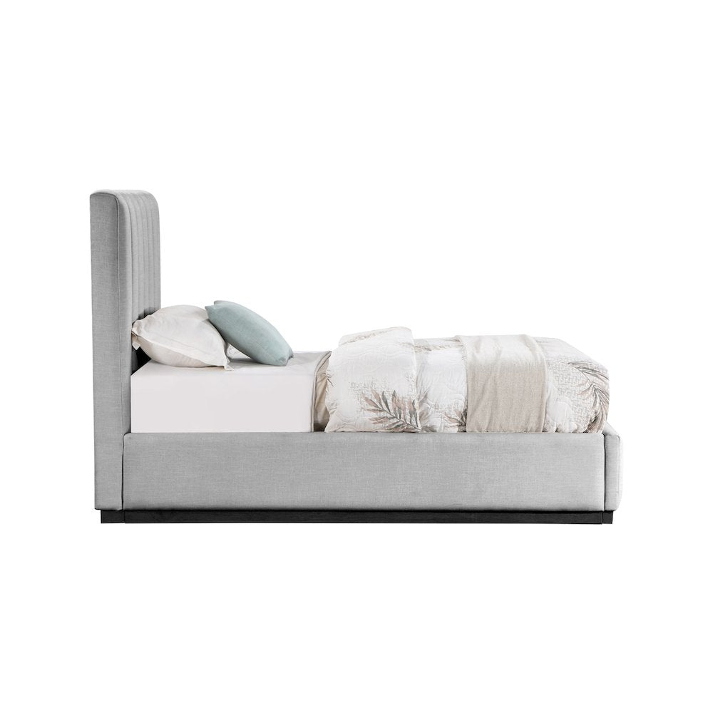 Lucia Grey Linen Textured Fabric Twin Bed