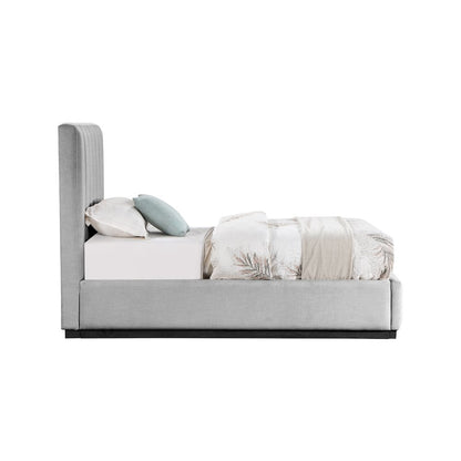 Lucia Grey Linen Textured Fabric Twin Bed