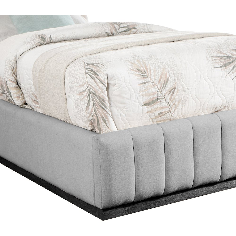 Lucia Grey Linen Textured Fabric Twin Bed