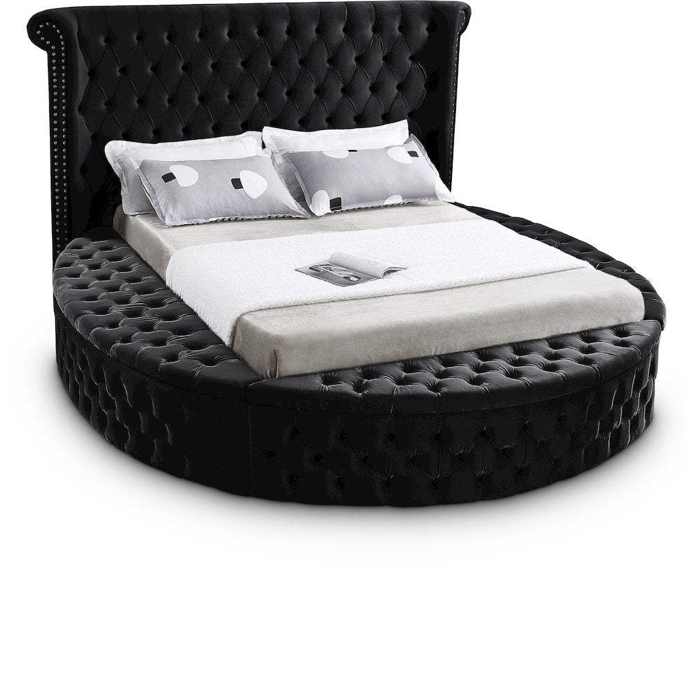 Luxus Black Velvet Queen Bed