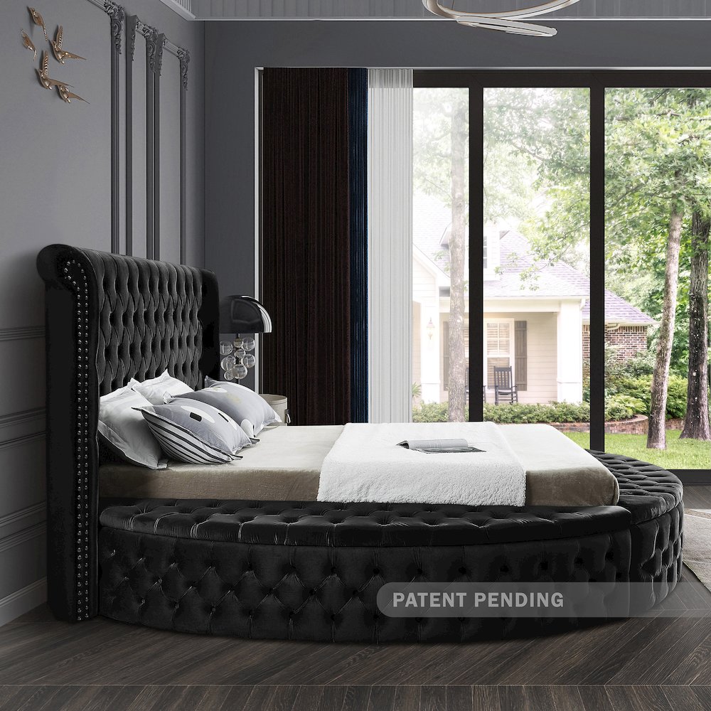 Luxus Black Velvet Queen Bed