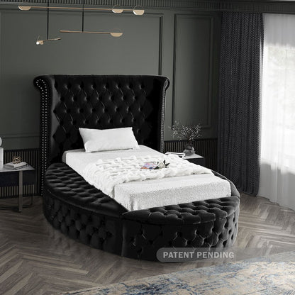 Luxus Black Velvet Twin Bed