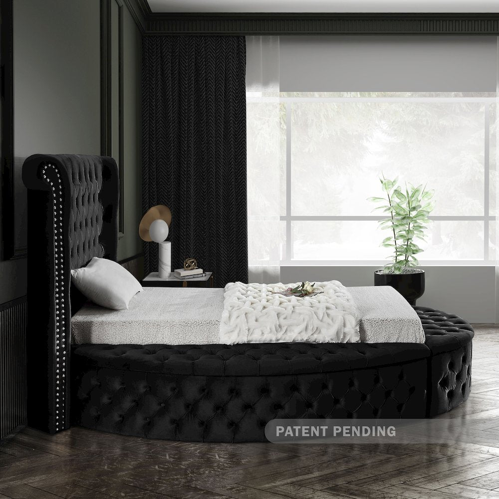 Luxus Black Velvet Twin Bed