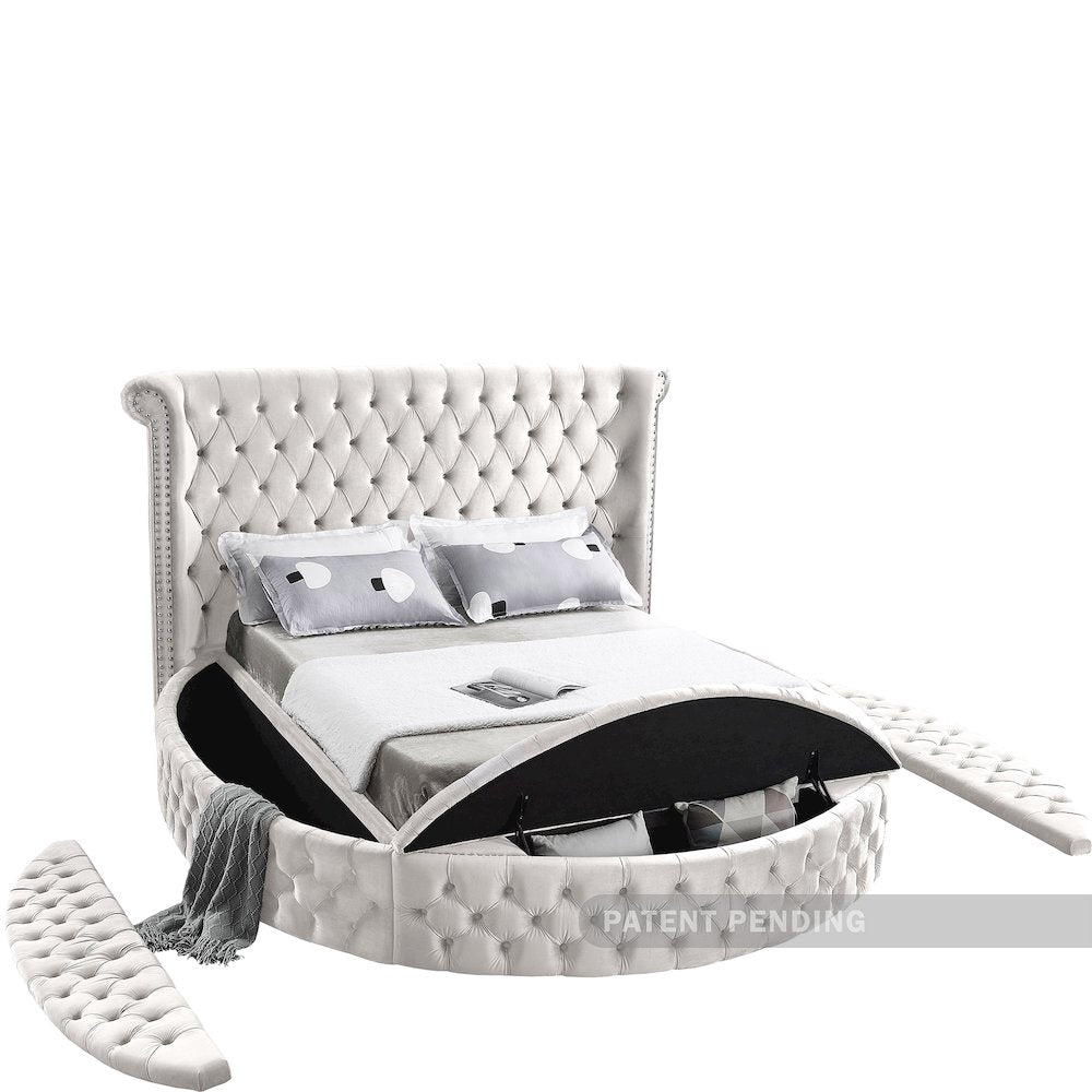 Luxus Cream Velvet King Bed