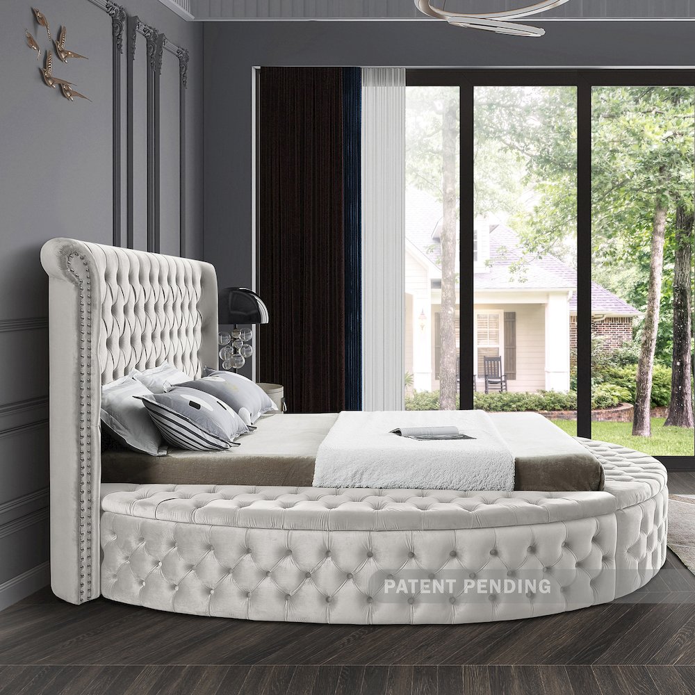 Luxus Cream Velvet King Bed