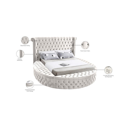 Luxus Cream Velvet Queen Bed