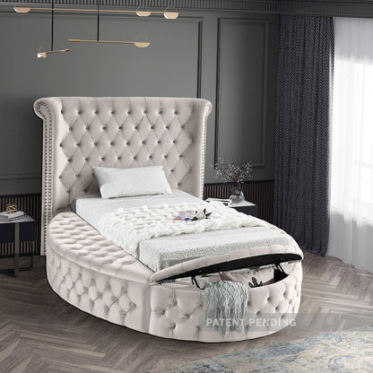 Luxus Cream Velvet Twin Bed