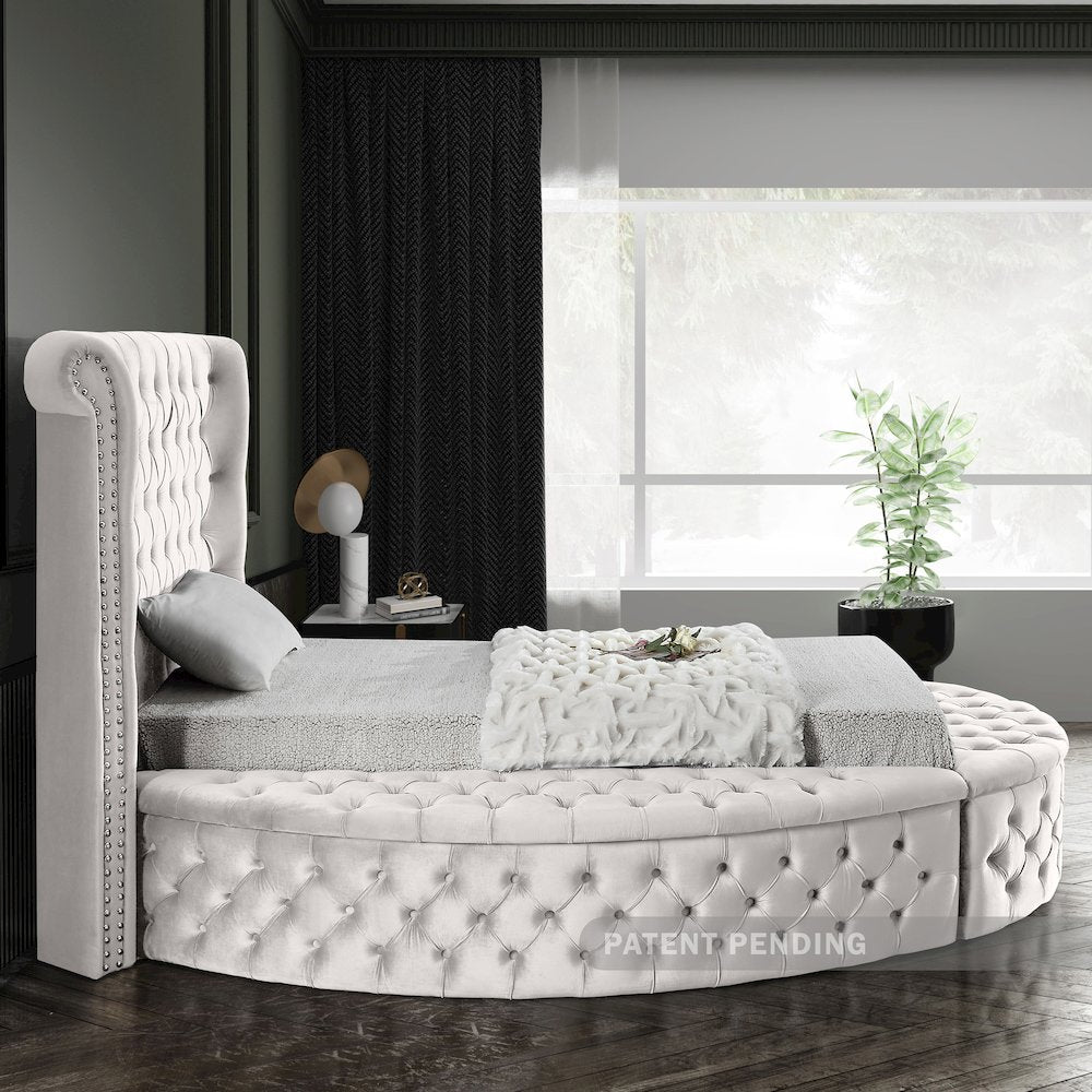 Luxus Cream Velvet Twin Bed