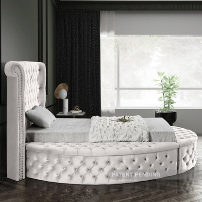 Luxus Cream Velvet Twin Bed