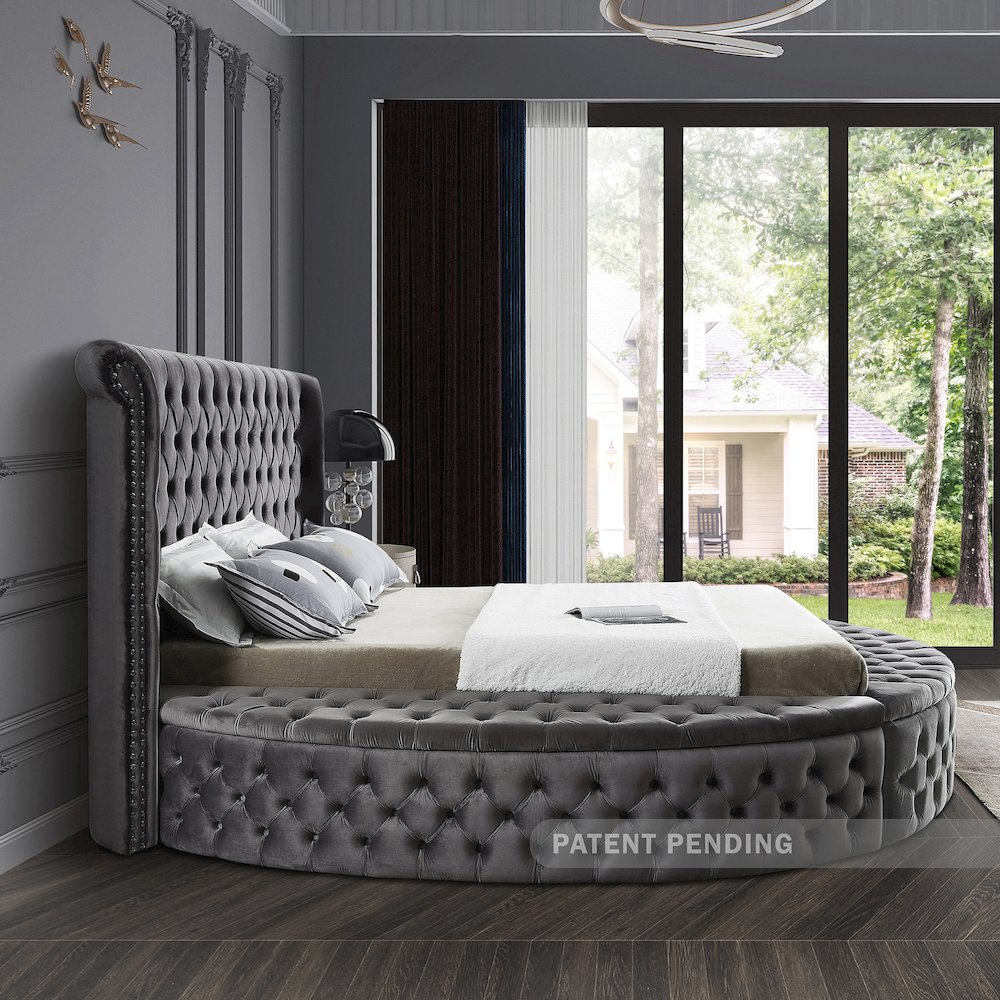 Luxus Grey Velvet Full Bed