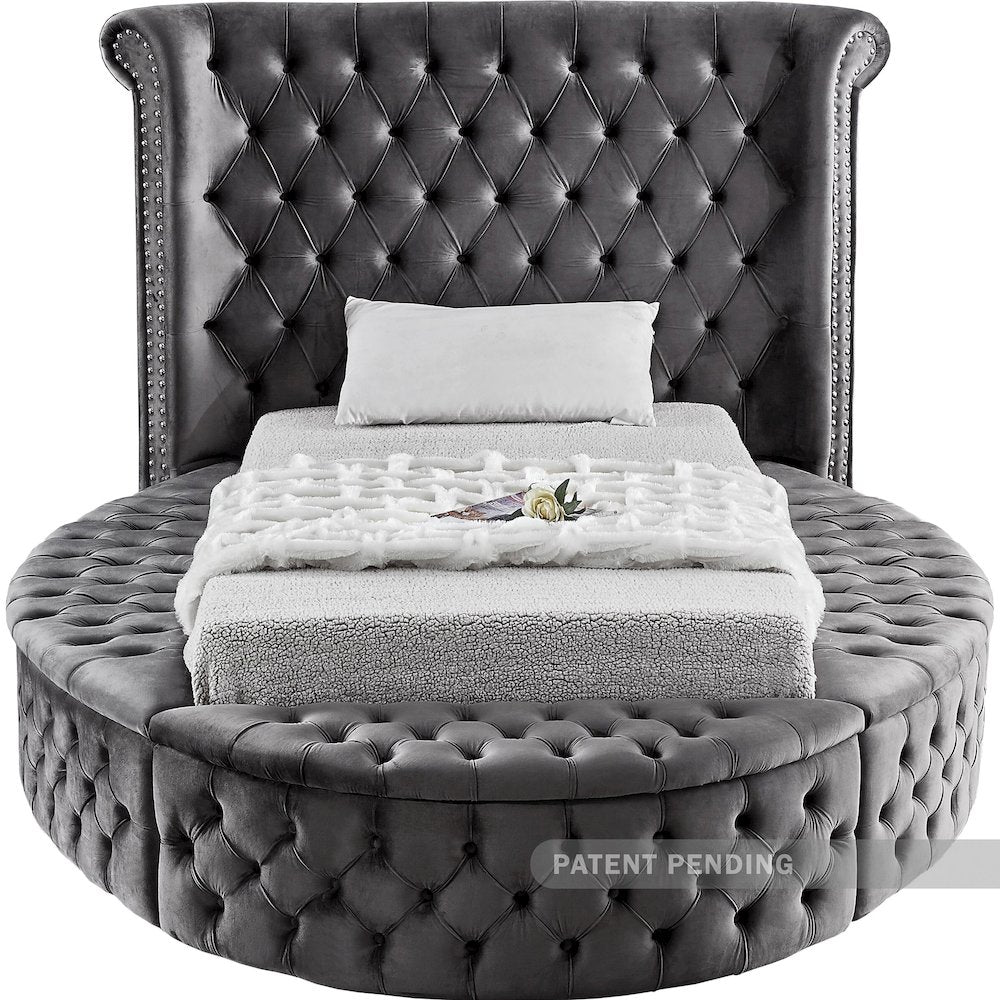 Luxus Grey Velvet Twin Bed