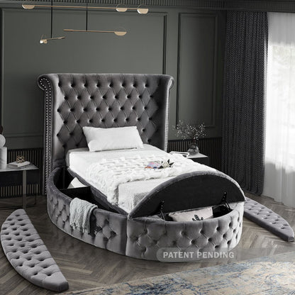 Luxus Grey Velvet Twin Bed